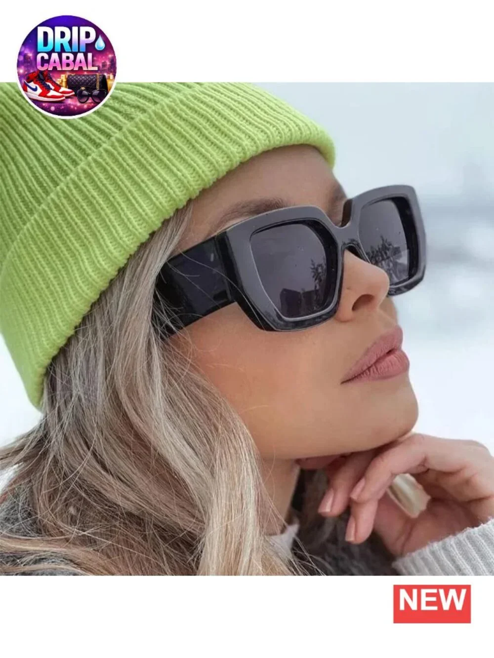 Oversized Square Sunglasses with Thick Acetate Frame UV400 Protection for